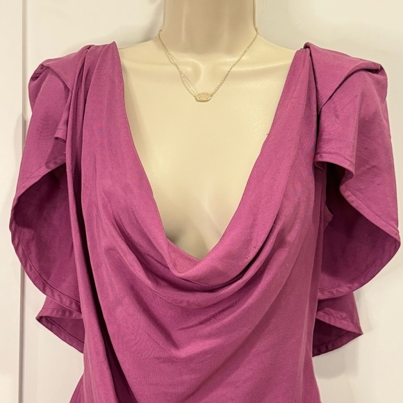 Vivienne Westwood Virginia Mini Dress Size 8 Magenta Raw Silk Cape Sleeve Chic - Picture 4 of 13